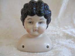 Vintage Japan Porcelain Black-Hair Doll Head | eBay