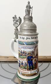 1909-1911 Imperial German Lithophane Regimental Beer Stein 3 ...