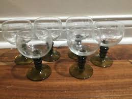six Roemer? crystal wine glasses, ribbed stem, etched grape ...