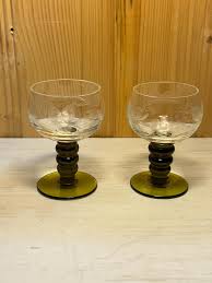 Tiny Roemer, Set of 2 Shot Glasses, Avocado Green Stem ...