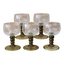 1970s Roemer Austrian Small Cordial Wine Glasses With Etched ...