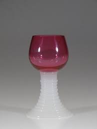 Vintage German Glass Cranberry & Opaline Roemer Wine Glass c.1925 | eBay