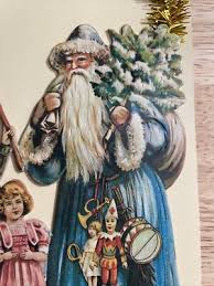 Vintage St. Nick Old World Santa Claus Flat Cardboard ...