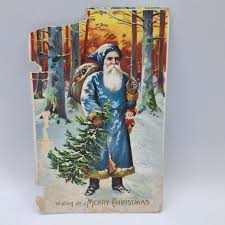Antique German Santa Claus Christmas Postcard Blue Coat ...
