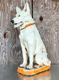 Vintage Boho Painted Ceramic Dog | Chairish