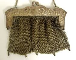 ANTIQUE GERMAN SILVER MESH PURSE STAMPED CHAIN ORNATE FRAME UNCLEANED | eBay