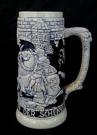 Vintage German stoneware salt glazed beer stein bierkrug 1L. Charging Knight | eBay