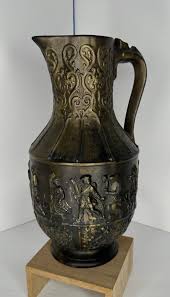 Vintage 1960's Brown Ceramic German Pitcher - Figures & Poem ...