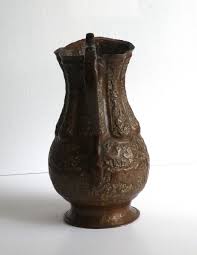 Antique Persian Engraved Copper Pitcher with Great Middle ...