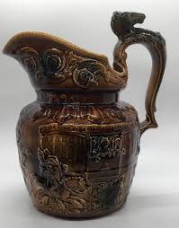 Vintage Arthur Wood Pottery Pitcher: Brown English Horse ...