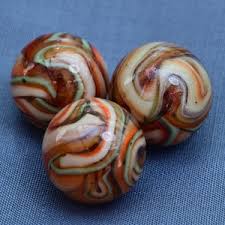 Peewee Latticino Core Marble, German Handmade Antique; Open ...