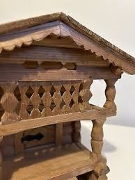 Decorative Folk Art Log Cabin Bird House Rustic Wood Home Displayable Old Vtg. | eBay