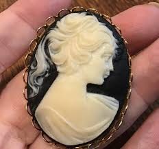 Vintage Cameo With Black Background Gold Tone Brooch | eBay