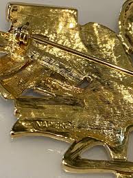 NAPIER RHINESTONE GOLD TONE STORK BROOCH PIN | eBay Australia