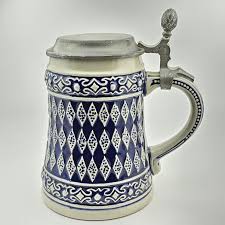 Original German Beer Stein,ceramic Bavarian Diamond Cobalt ...