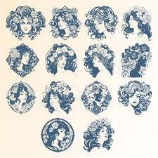 Art Nouveau Girls Set 24 PNG & SVG, Vector Illustration ...