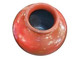 Mid Century Red Signed and Glazed Vase Pottery Ceramic 13 x ...