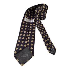 GIANNI VERSACE Black Monogrammed Medusa Print Silk Tie Italy ...