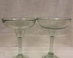 Handblown Mexican Glass Margarita Glasses - Etsy