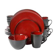 Gibson Home Soho Lounge 16-Piece Casual Red Stoneware ...