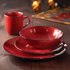 American Atelier 16-piece Classic Piping Red Dinnerware ...