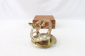 Sundial Compass With Wooden Box, Brass Sundial, Nautical ...