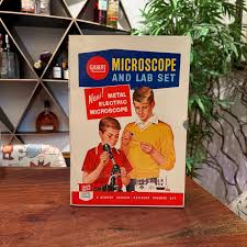Vintage 1960s Bent Steel Graphic Gilbert Microscope Lab Set ...