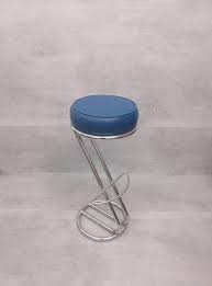 Mid-century Modern Leather and Chrome Bar Stool 1980s ...