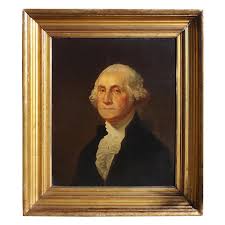 American Portrait of George Washington Oil on Board in ...