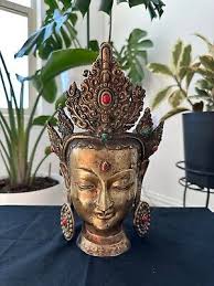 12" Gold gilded beautiful Tibetan Buddhist Tara Statue - Hand ...