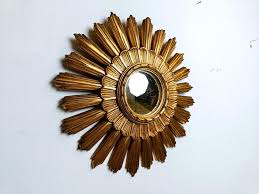 Vintage golden sunburst mirror, 1960s For Sale at 1stDibs