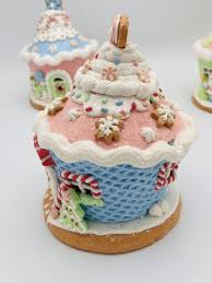 3 Snowman Santa GINGERBREAD CUPCAKE HOUSES ...