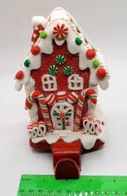 5½"Red Gingerbread Candy Cane House Christmas Stocking ...