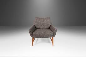 Circa 1960s Italian Upholstered Angular Walnut Base Lounge Chairs After Gio Ponti - A Pair | Chairish