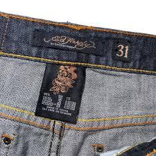 Vintage Ed Hardy denim mini skirt ! Y2K Ed Hardy... | Depop