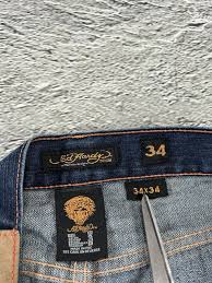 Christian Audigier × Ed Hardy × Vintage Ed Hardy Christian Audigier vintage jeans big logo pants | Grailed