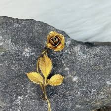 Vintage Corocraft 14K GF Rose Brooch Gold Tone MCM 2.25" X 1" | eBay