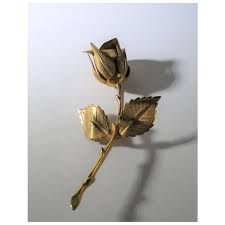 Giovanni Gold Tone Perfect Rose Pin. For Sale at Ruby Lane