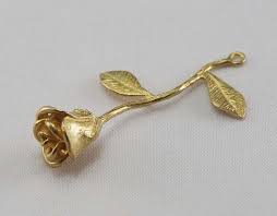 ROSE PLANT FLOWER LEAF pendant 20" GOLD 18K ITALIAN 1.5 snake chain female mom | eBay Australia