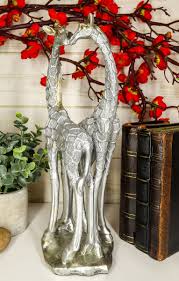 Large Silver Giraffe Heart Lovers Couple Statue 12.5"H Safari ...