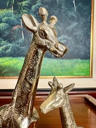 Vintage Solid Brass Giraffe Figurines: Mother and Baby ...