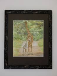 Original Giraffe Art, Mother and Baby, Giraffe Wall Art ...