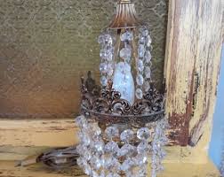 Vintage Hollywood Regency Cherub Waterfall Crystal Bowl Prisms Table Lamp - Etsy