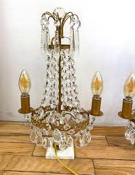 1890s Pair Gustavian Style Electrified Crystal Table Lamps at 1stDibs