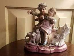 ANTIQUE BISQUE CHILDREN DOG SLED MATCH STRIKER HOLDER SMOKING SET FIGURINE | eBay