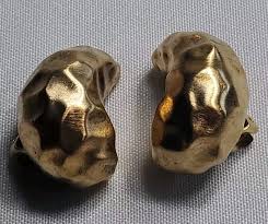 Vtg Signed Earrings BLANCA Hammered Gold Tone Statement Clip Ons | eBay