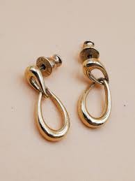 Vintage Monet Gold Tone Dangling Loop Doorknocker Pierced ...