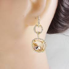 Brown Austrian Crystal Vintage Buckle Square Pierced Dangle ...