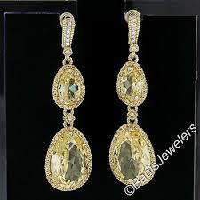 Judith Ripka 18k Gold Pear Yellow Crystal & Diamond Long ...