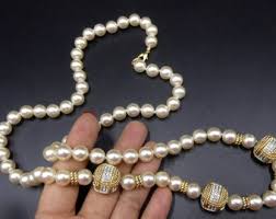 Vintage Unsigned Swarovski Faux Pearl With Gold Tone ...